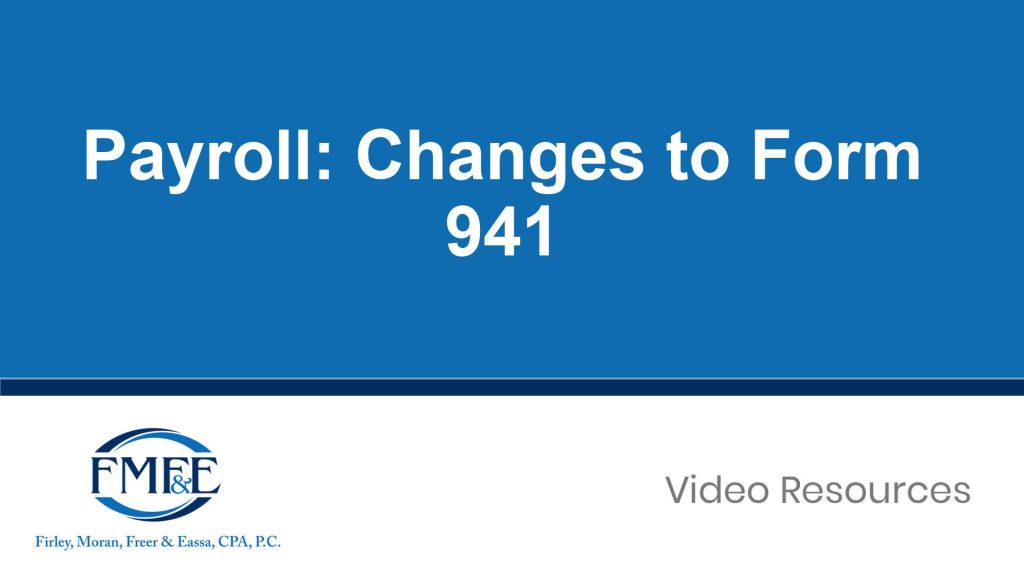 Payroll: Changes to Form 941